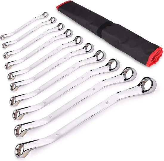 HRC38-45 Set di chiavi a doppia testa, 10 pezzi, 45 Acciaio carbonio 45 gradi 6-32 mm Chiave a combinazione