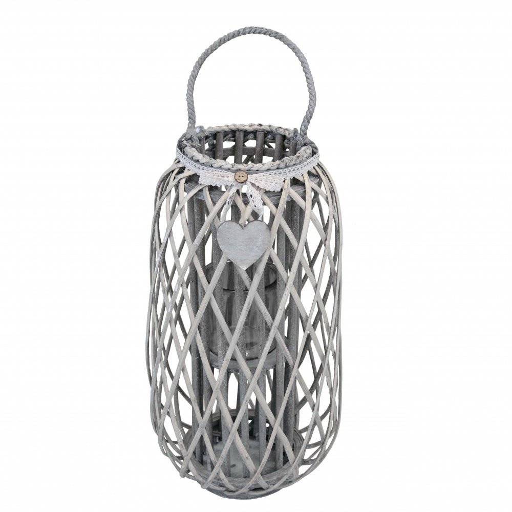 Lanterna Floriane   in Vimini Grigio
