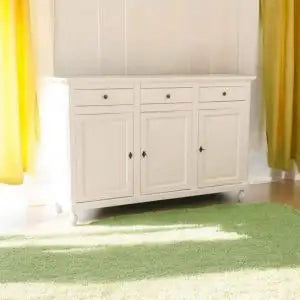 Credenza base napoletana in legno Shabby chic 3 ante avorio pomelli bronzo