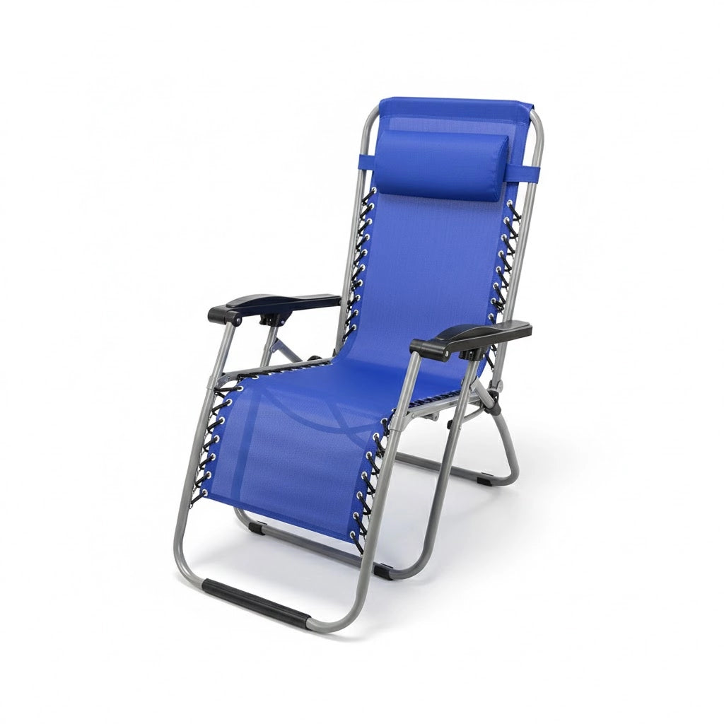 SEDIA A SDRAIO CON POGGIATESTA 'PROCIDA' tessuto colore blu greco- 2 pezzi  - LIF
