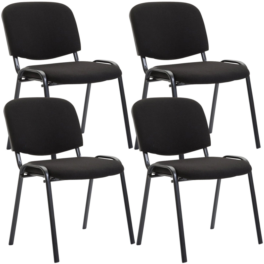Set 4 Sedie Ufficio Visitatore Ken Imbottite In Tessuto nero