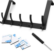 Hanger per porta per bagno e camera da letto - Maniglie metalliche - Appoggio per la porta - Appoggio per abiti e asciugamani - Nero - Doppio filo