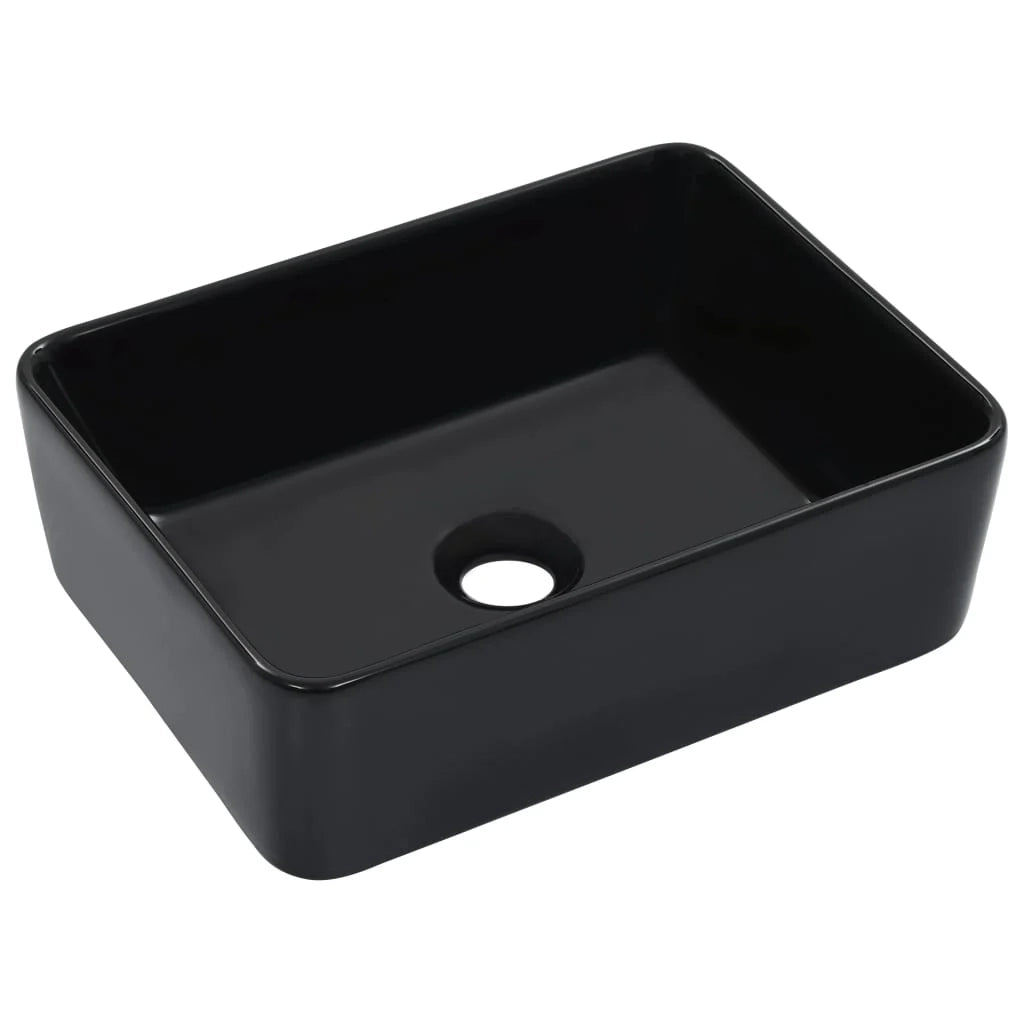 Lavabo da appoggio per l'interno del bagno cabina doccia cabina WC 40 x 30 cm ceramica nera 02_0002629