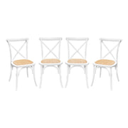 Set 4 sedie da bistrot vintage in legno, bianco