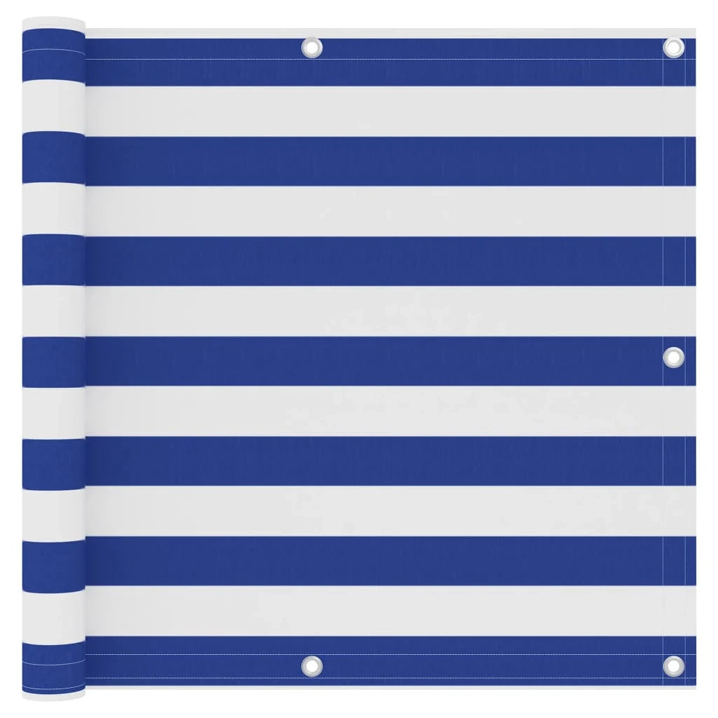 Paravento per balcone frangivista 90 x 300 cm tessuto Oxford bianco e blu 02_0010070