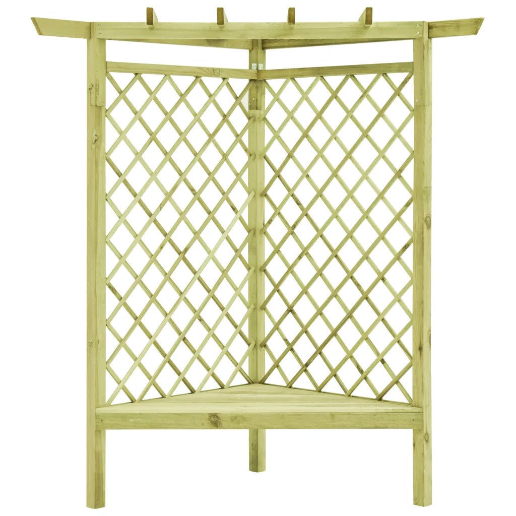 Pergolato ad Angolo e Sedile 130x130x197 cm in Pino Impregnato 49029
