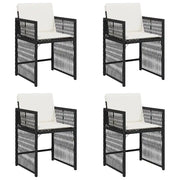 Sedie da Giardino con Cuscini 4 pz | Sedie da Esterno Nere in Polyrattan
