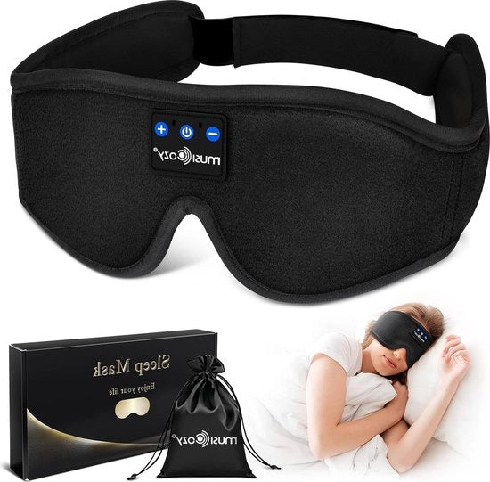 Cuffia da sonno Bluetooth con maschera occhi con cuffia - maschera da sonno soffice con cuffia - 100% oscuramento - altoparlanti sottili - 16 ore di riproduzione - sonno confortevole - unisex.