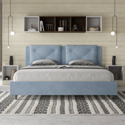 Letto imbottito Matrimoniale 200x210 cm Appia - Con rete,Microfibra,Azzurro