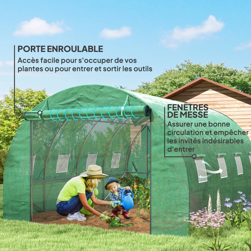 Serra tunnel da giardino ¨C zephmum ¨C 3x4x2 m verde acciaio galvanizzato PE