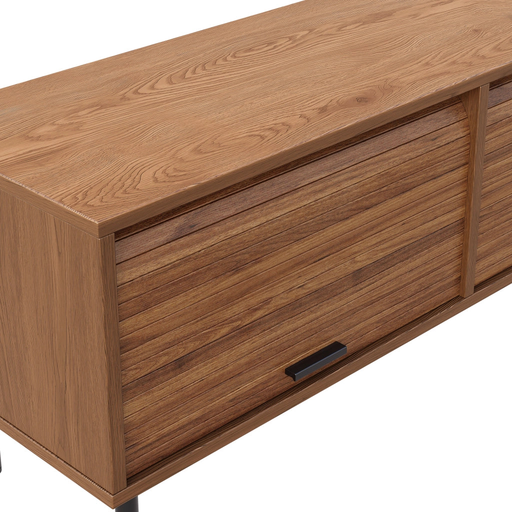 Mobile TV con 3 ante scorrevoli verso l'alto e 4 vani - per soggiorno - 180x40x55 cm - in MDF e PB - noce