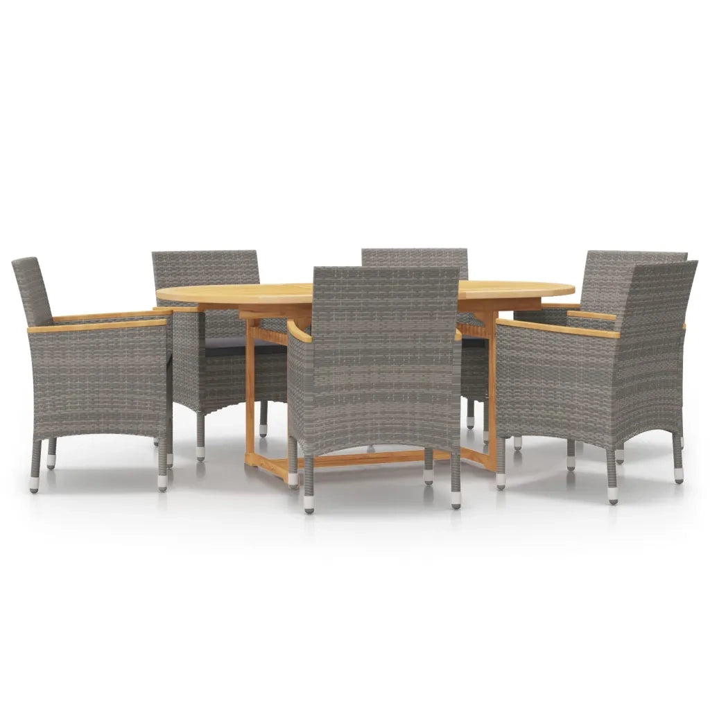 Set da Pranzo per Giardino 7 pz con Cuscini Grigio 3103597