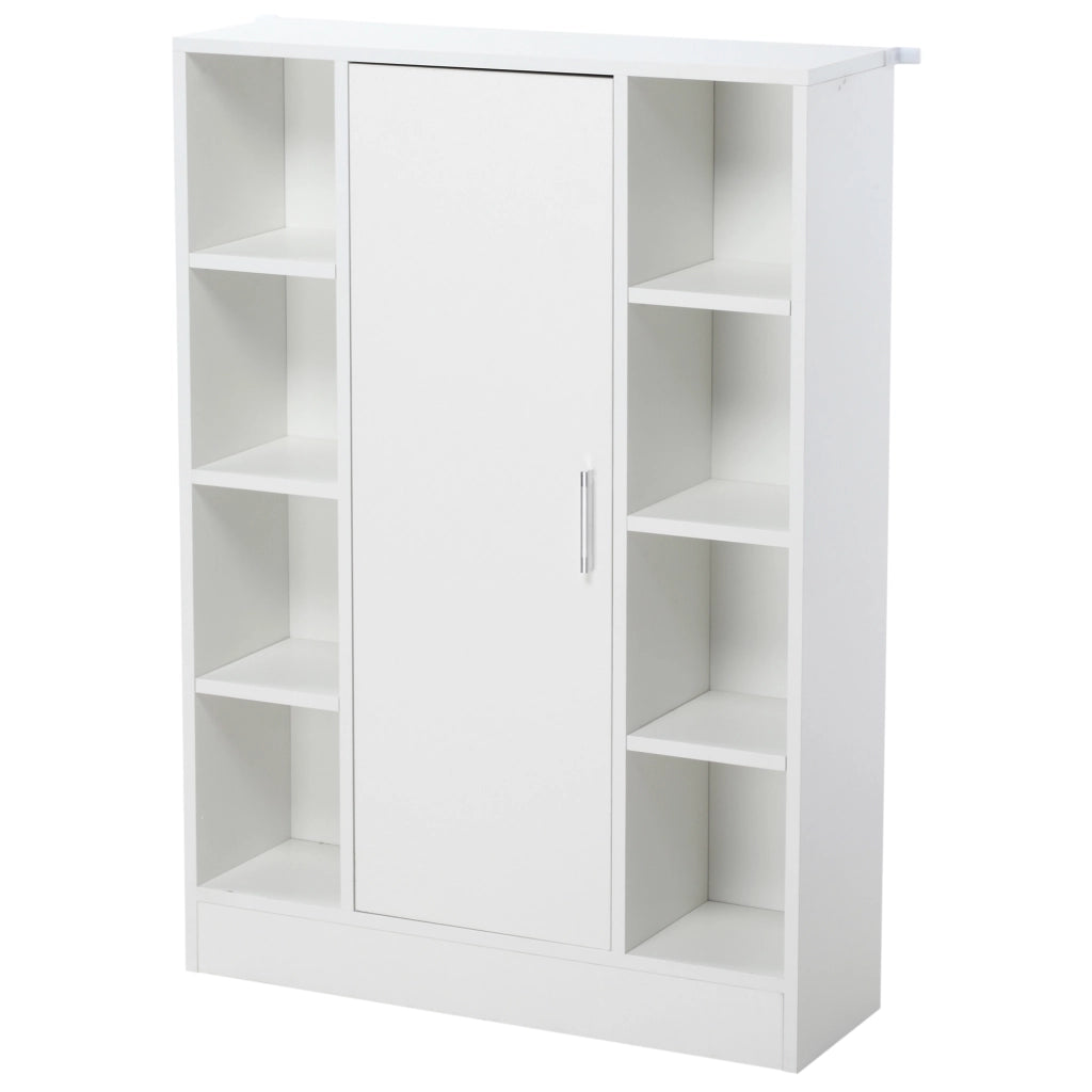 Armadietto da Bagno in Legno con 8 Ripiani e 1 Anta ¨C zephmum ¨C Bianco 71x22x100 cm