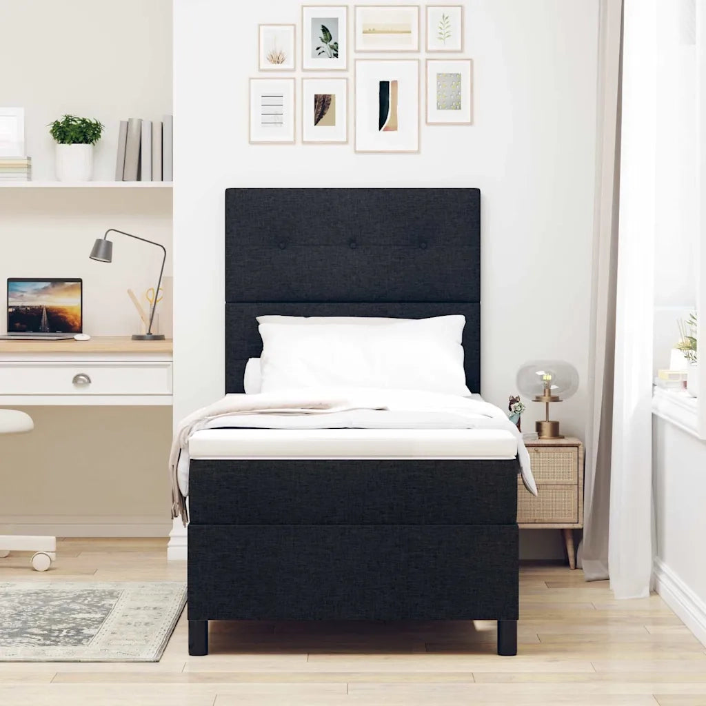 Letto a molle con materasso con led Nero 100 x 200 cm Tessuto 3342846