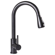 Rubinetto da cucina moderno rubinetto miscelatore a spruzzo estraibile bobina a molla in acciaio inossidabile beccuccio girevole nero