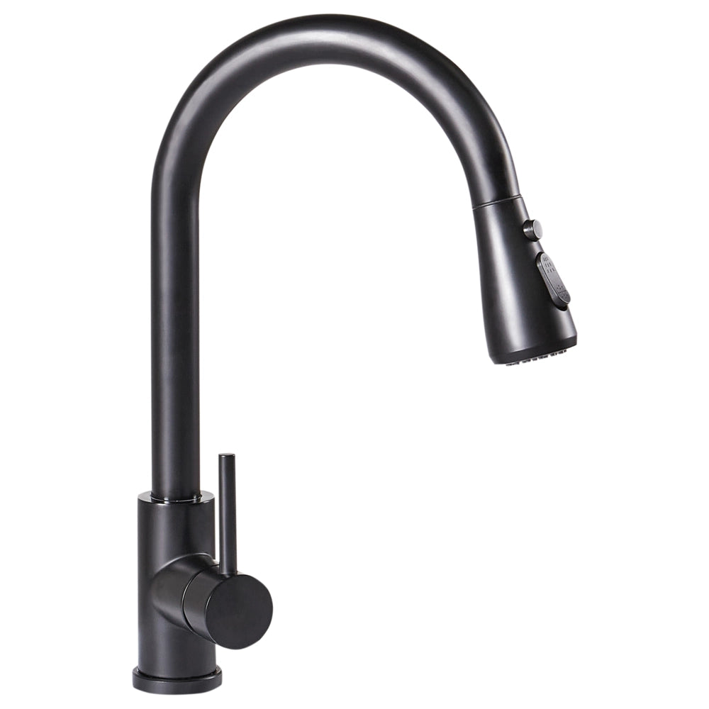 Rubinetto da cucina moderno rubinetto miscelatore a spruzzo estraibile bobina a molla in acciaio inossidabile beccuccio girevole nero