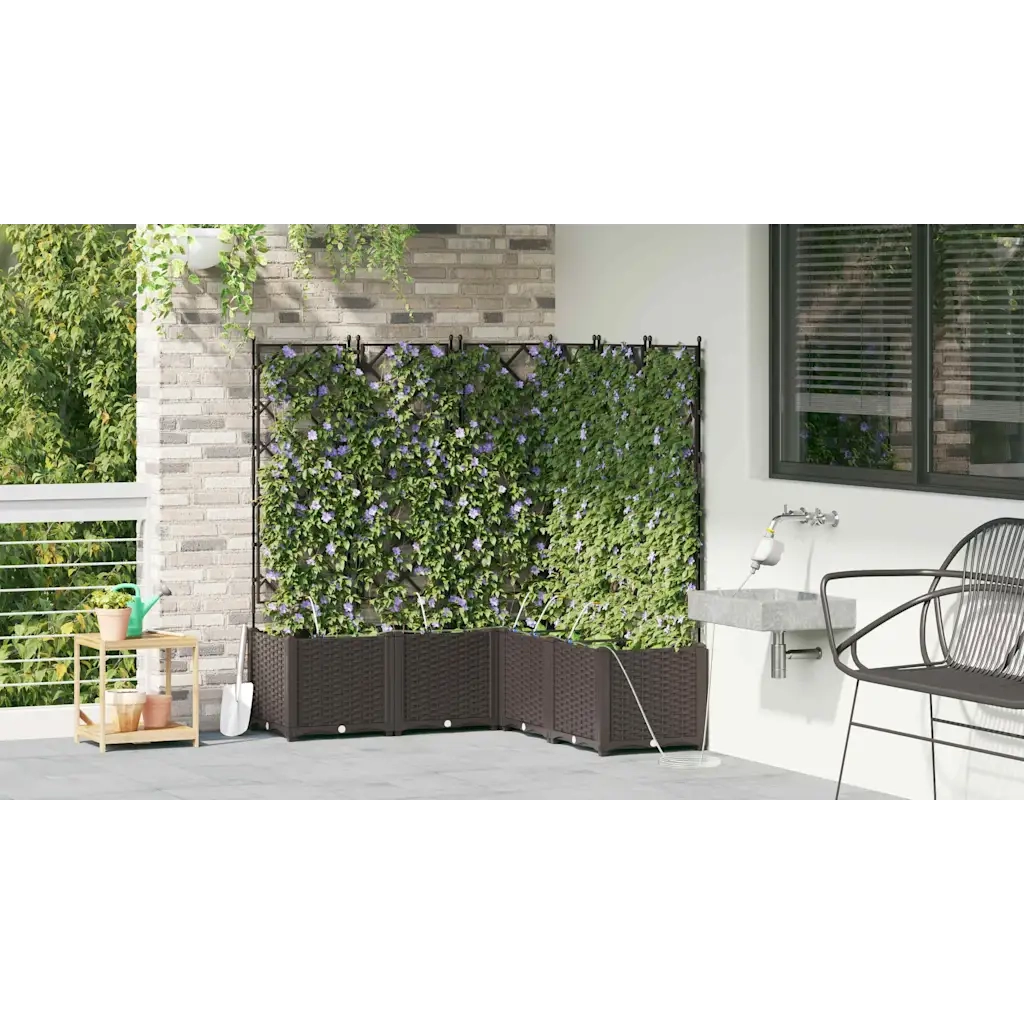 Fioriere | Cassetta per fiori | Vaso da giardino 5 pz Marrone 120 x 120 x 142 cm Plastica