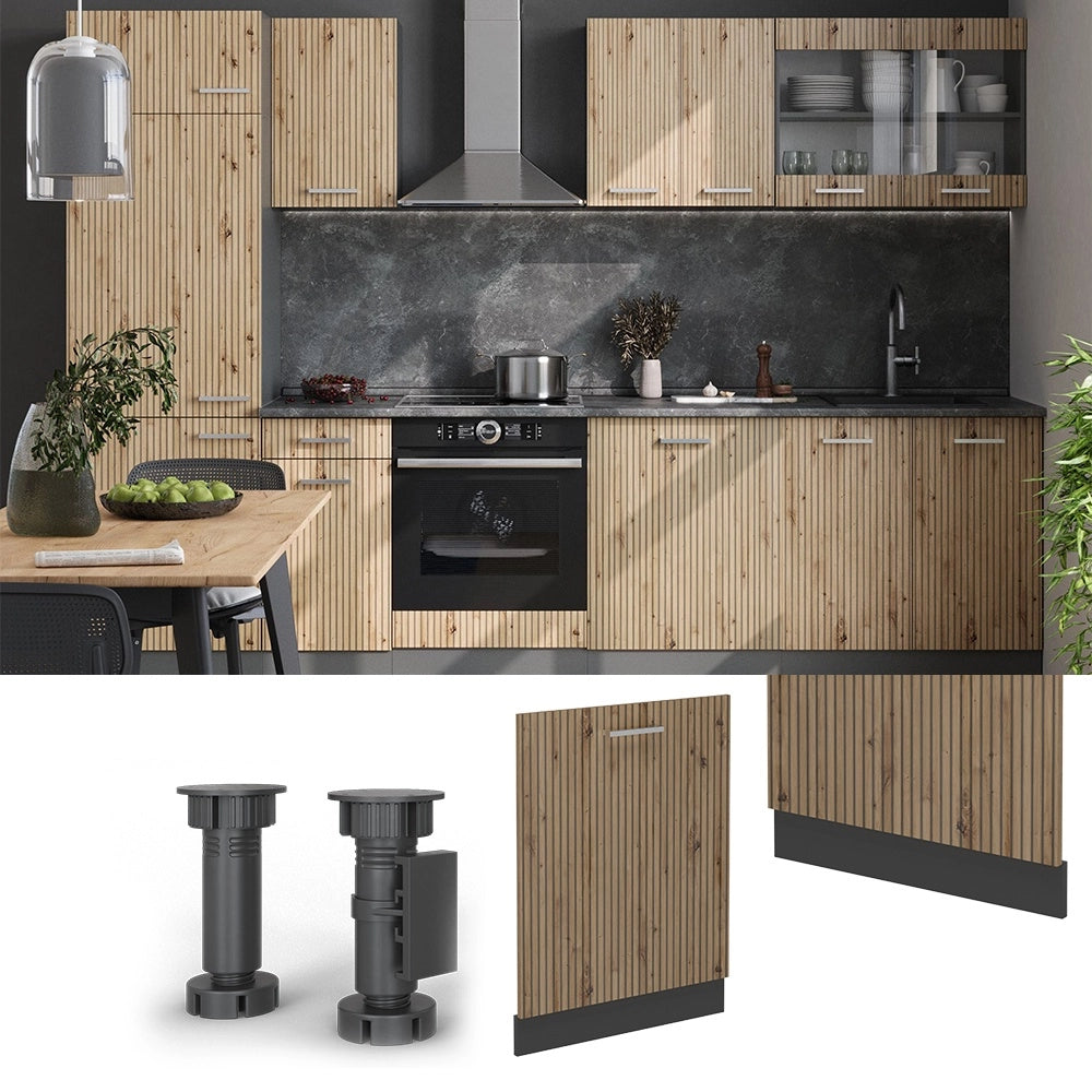 Pannello frontale della lavastoviglie R-Line Rovere artigianale/Antracite 60 cm, PL Rovere Vicco