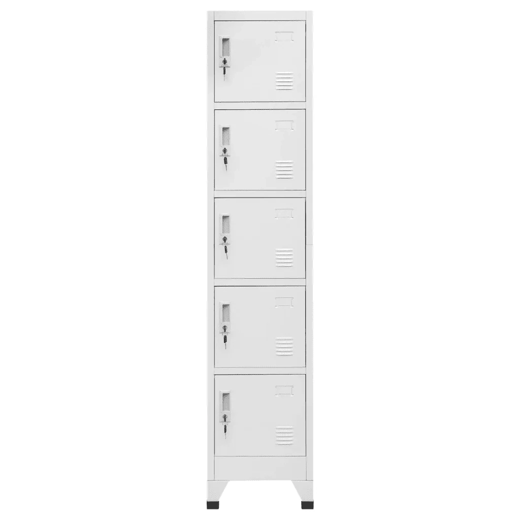 Armadietto moderno con 5 ante chiudibili a chiave per ufficio 38 x 40 x 180 cm acciaio grigio chiaro 02_0047003
