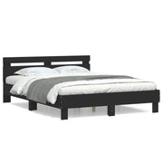 Letto matrimoniale | Letto per adulti | Giroletto con Testiera Nero 140x200 cm in Legno Multistrato
