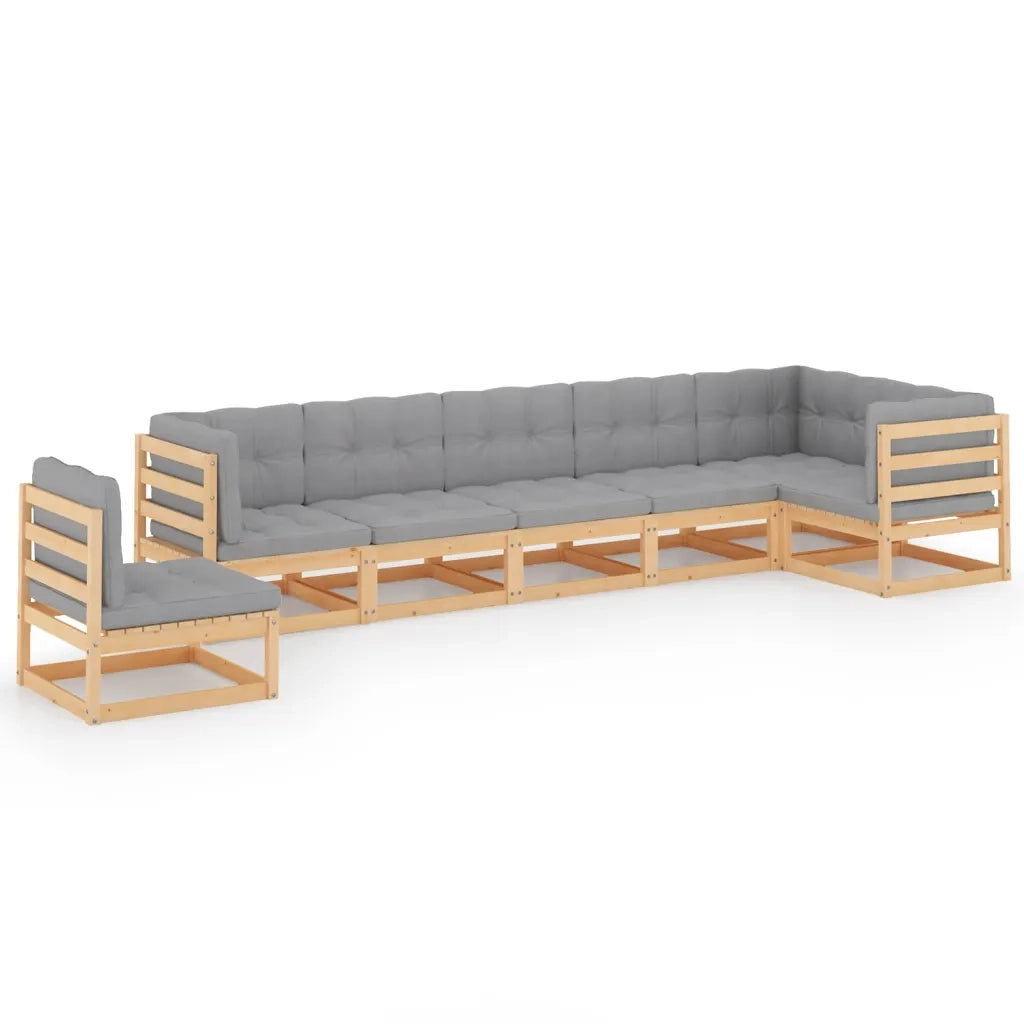 Set Divani da Giardino 7 pz con Cuscini Legno Massello di Pino cod mxl 54033