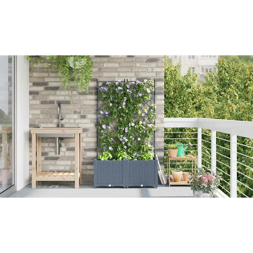 Vaso da giardino 2 pcs Grigio Chiaro 80 x 40 x 143 cm Plastica 42002884