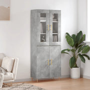 Credenza-Buffet-Armadio da cucina Grigio Cemento 69,5x34x180 cm in Legno Multistrato 124712
