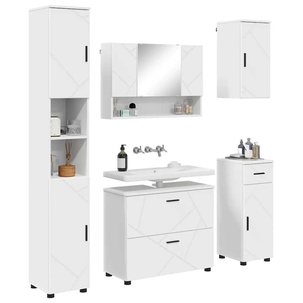 Set di mobili per il bagno con cassetto con porta 5 pcs Bianco 3393073