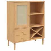 Credenza | Madia | Buffet da pranzo | Armadio da pranzo SENJA Aspetto Rattan Marrone 90x40x112cm Massello Pino