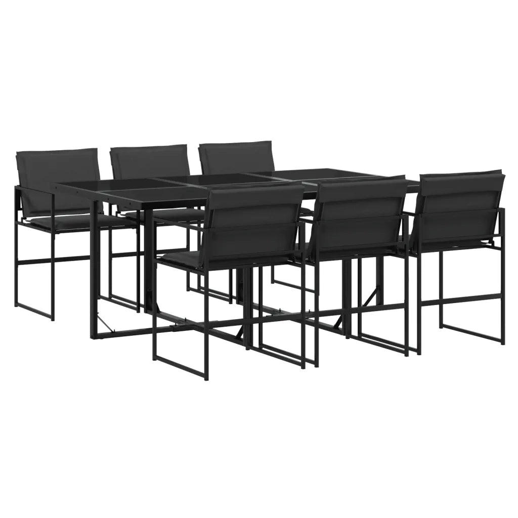 Set da Pranzo da Giardino 7 pz | Set Salotto da Giardino con Cuscini Nero in Textilene