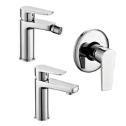 Tris rubinetti miscelatori bidet lavabo doccia ad incasso linea asia cromata