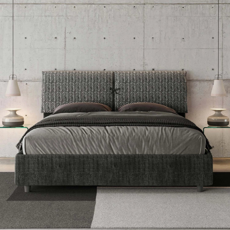 Letto imbottito Matrimoniale 160x190 cm tessuto Agata Mados - Contenitore,Blu/Blu
