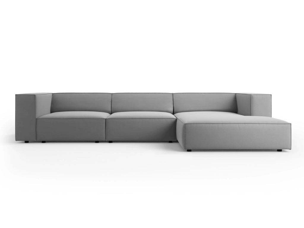 Cosmopolitan Design - Divano angolare destro "Arendal" 4 posti in velluto grigio chiaro 