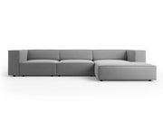 Cosmopolitan Design - Divano angolare destro "Arendal" 4 posti in velluto grigio chiaro 