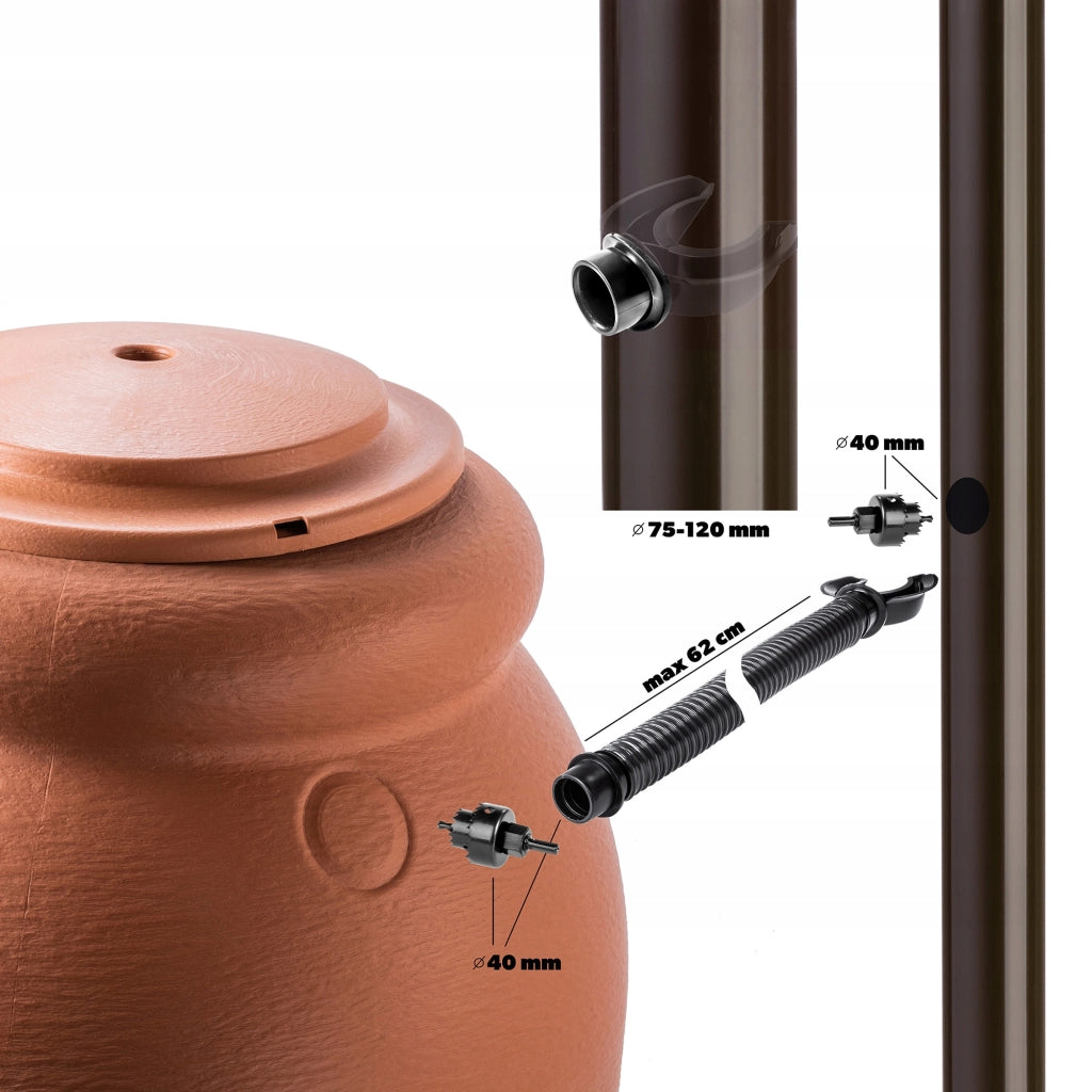 Serbatoio per acqua piovana KADAX da 210 litri, contenitore per acqua con rubinetto e vaso.