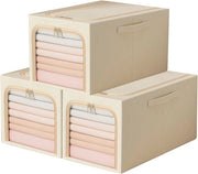 Set di 3 contenitori per ripostiglio sotto il letto, 90 litri, opacchi e con coperchio per abbigliamento e lenzuola.