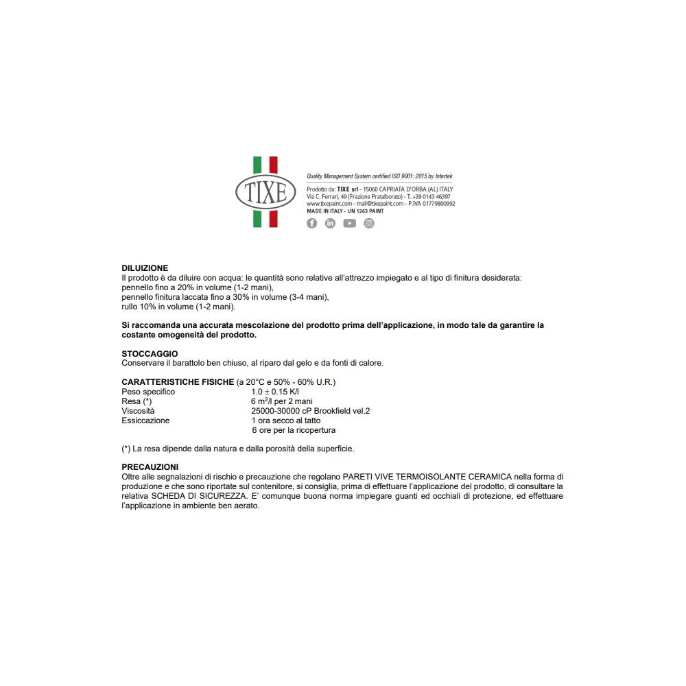 Tixe pareti vive 4lt pittura bianca opaca anticondensa termoisolante ceramica alto spessore con antimuffa lavabile per