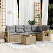 Set Divano da Giardino 6 pz con Cuscini Beige in Polyrattan 3220138