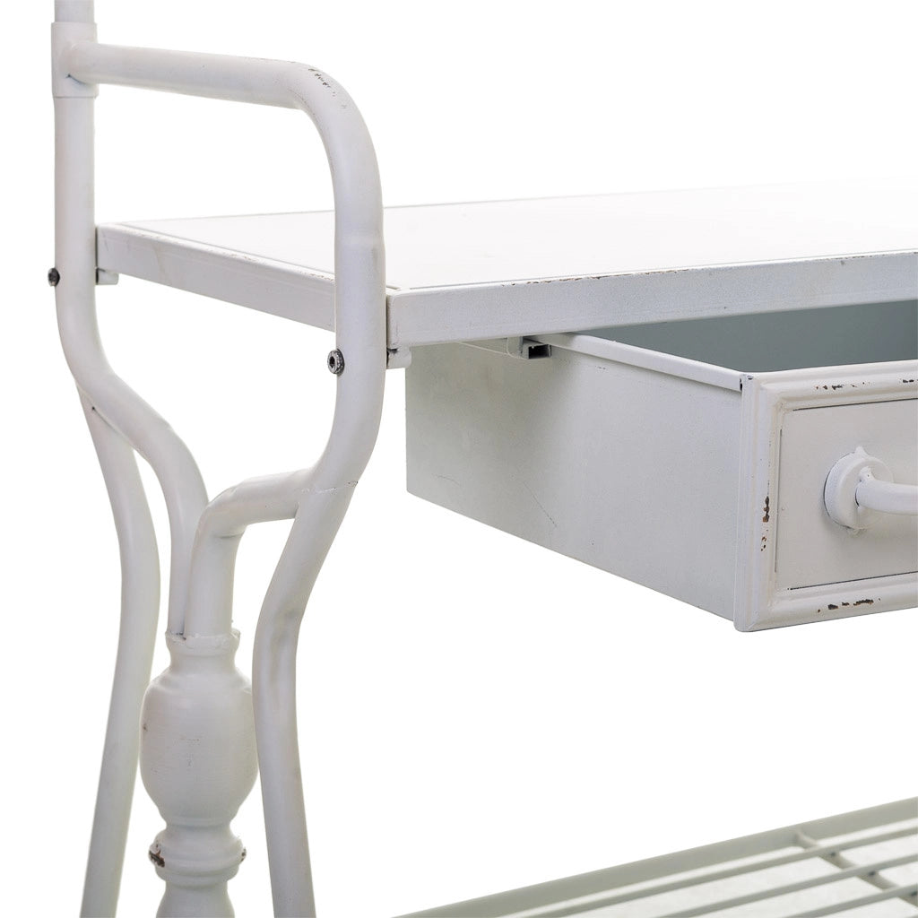 Mobile da ingresso con appendiabiti in metallo bianco 104x39x183h