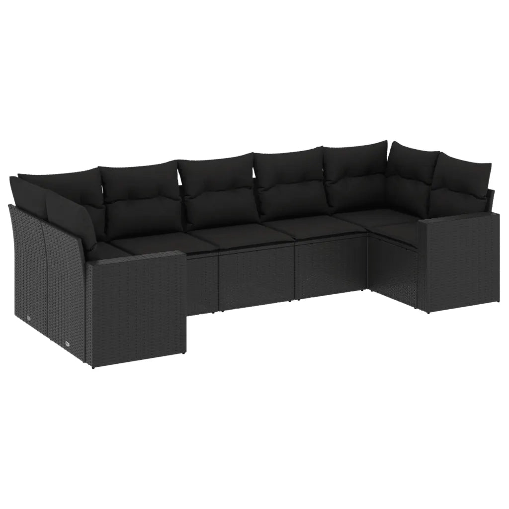 Set Divani da Giardino con Cuscini 7pz Nero Polyrattan 3251722