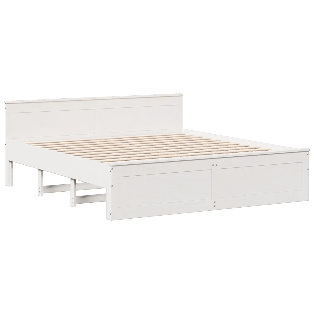 Giroletto senza Materasso con Testiera Bianco 200x200 cm Pino 3308754