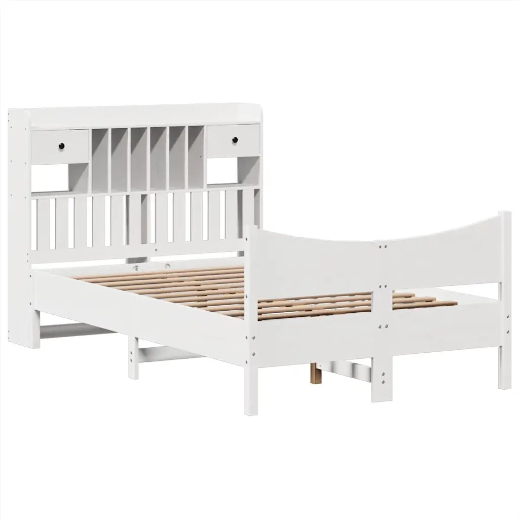 Letto senza Materasso Bianco 135x190 cm Legno Massello di Pino