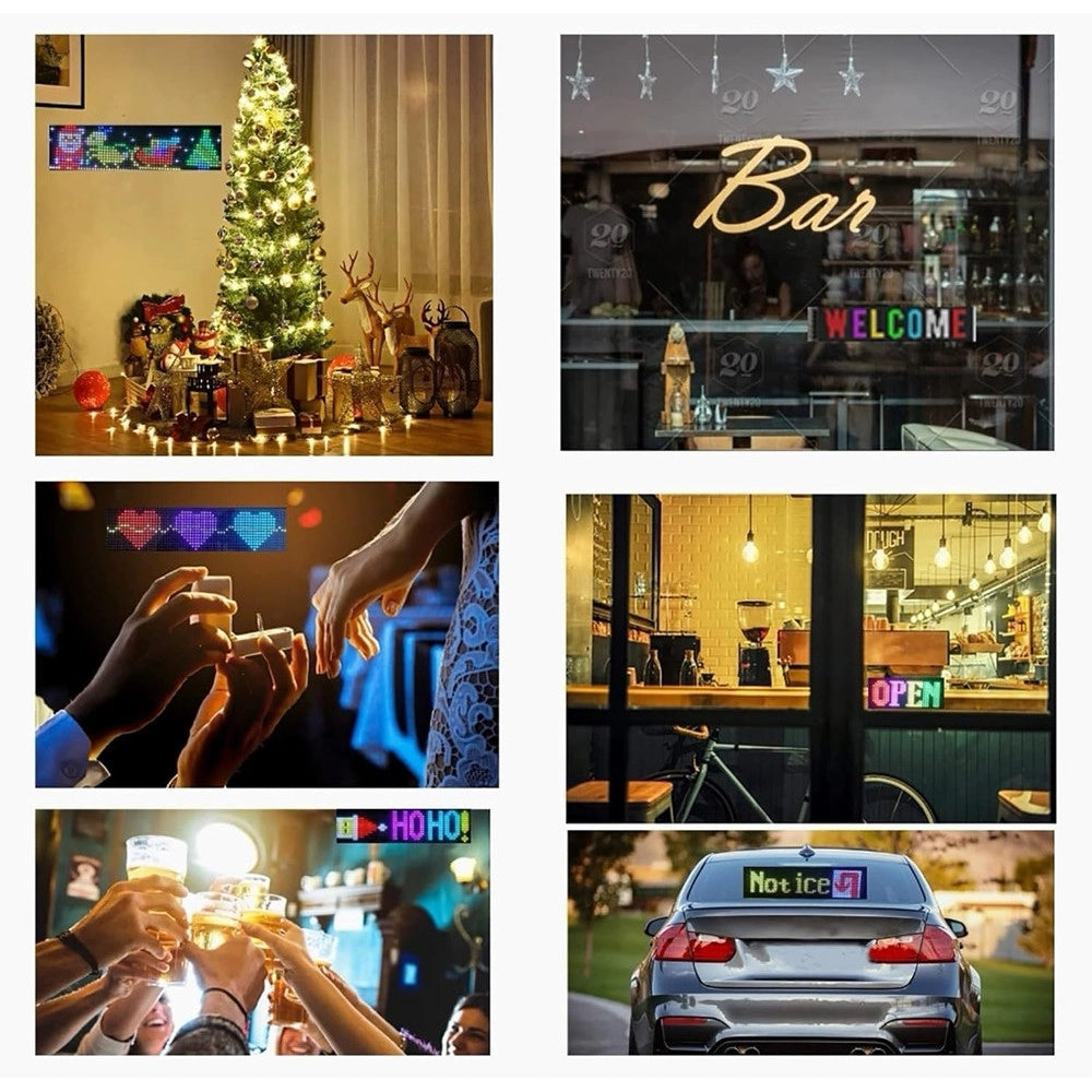 Trade Shop - Insegna A Led Programmabile Controllo App Bluetooth A Scorrimento Usb Pieghevole Auto -