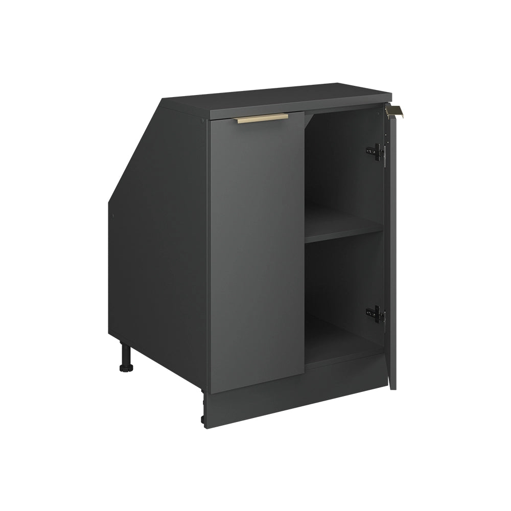 Mobile cucina sottotetto R-Line Antracite-oro/Antracite 60 cm con 2 porte, carcassa 60 cm profondità Vicco