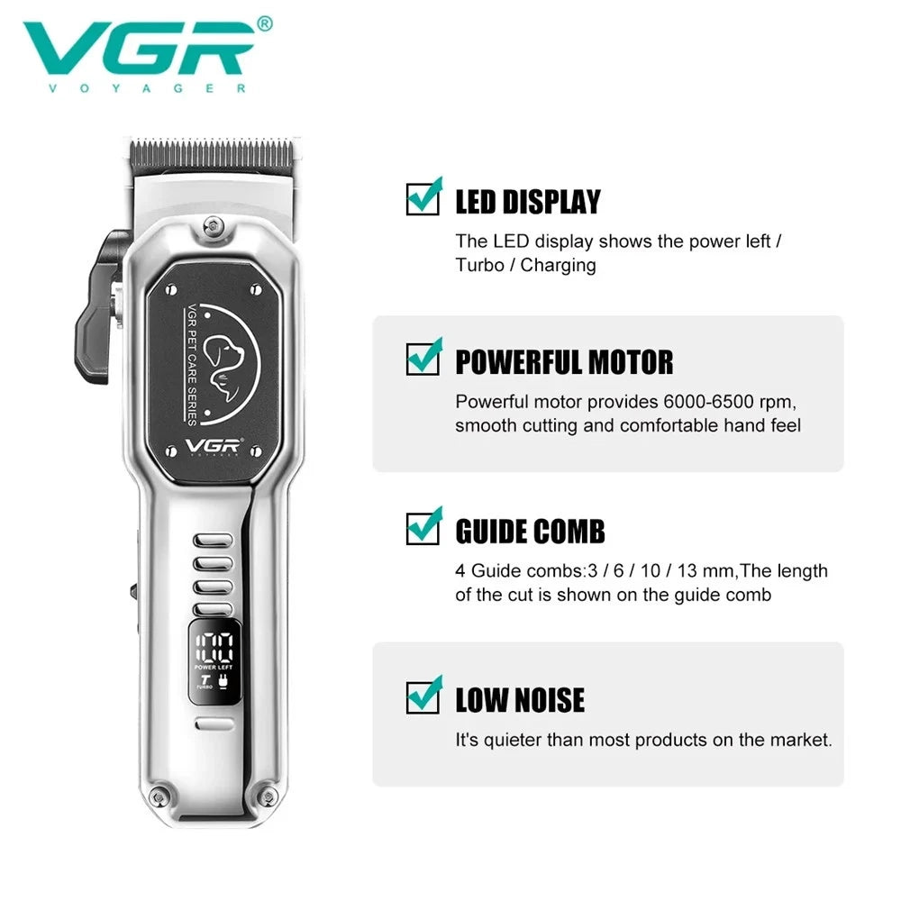 Trade Shop - Vgr V-201 Tosatrice Professionale Animali Clipper Pet Silenzioso Usb -