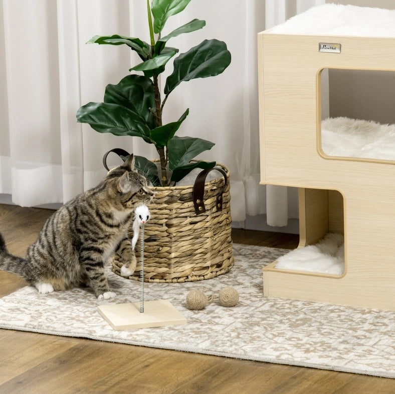 Cuccia per gatti a 3 livelli con cuscini lavabili e gioco a topo