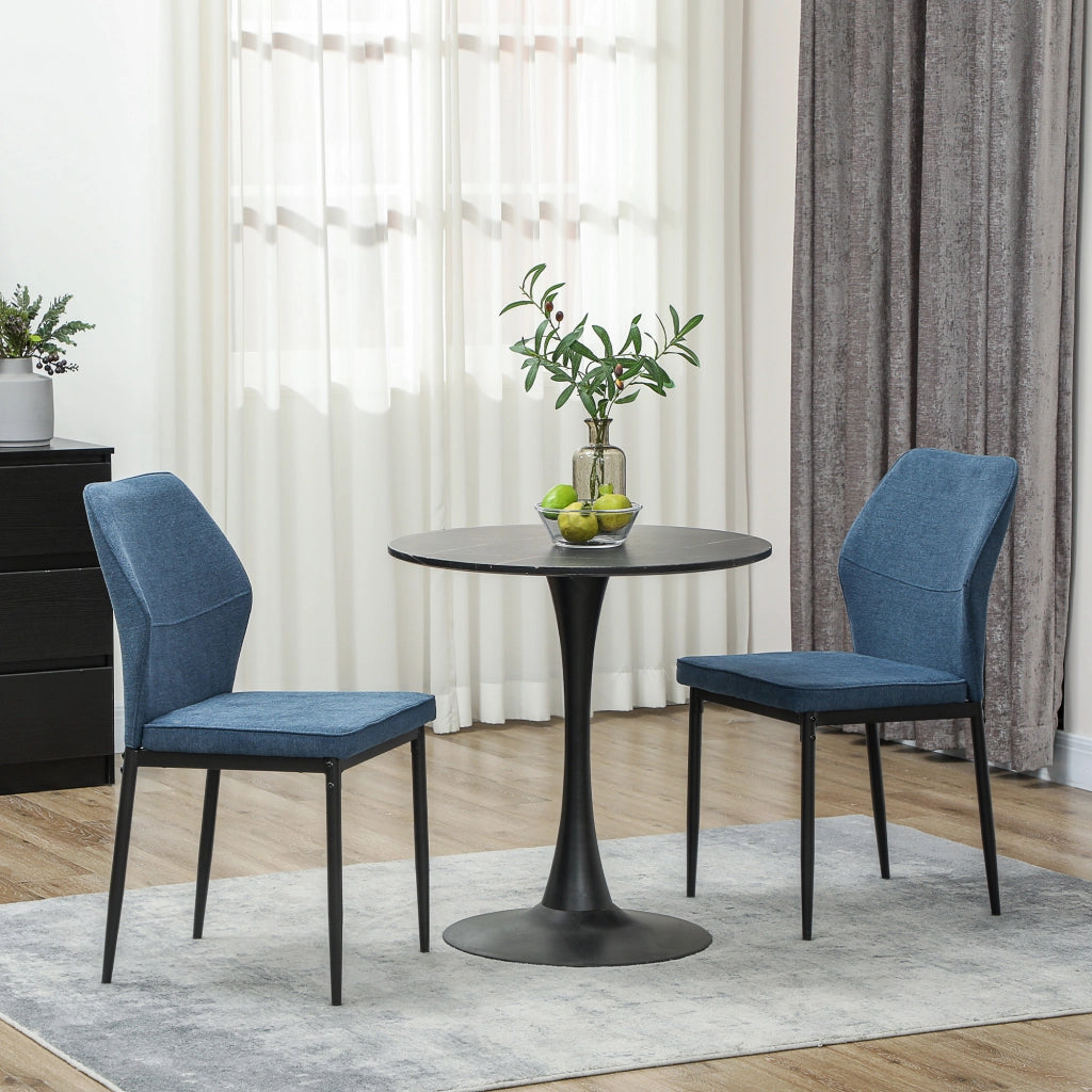 Set di 2 Sedie da Pranzo in Velluto con Schienale Curvo e Gambe in Metallo ¨C Zephmum ¨C Blu 45x57x86 cm
