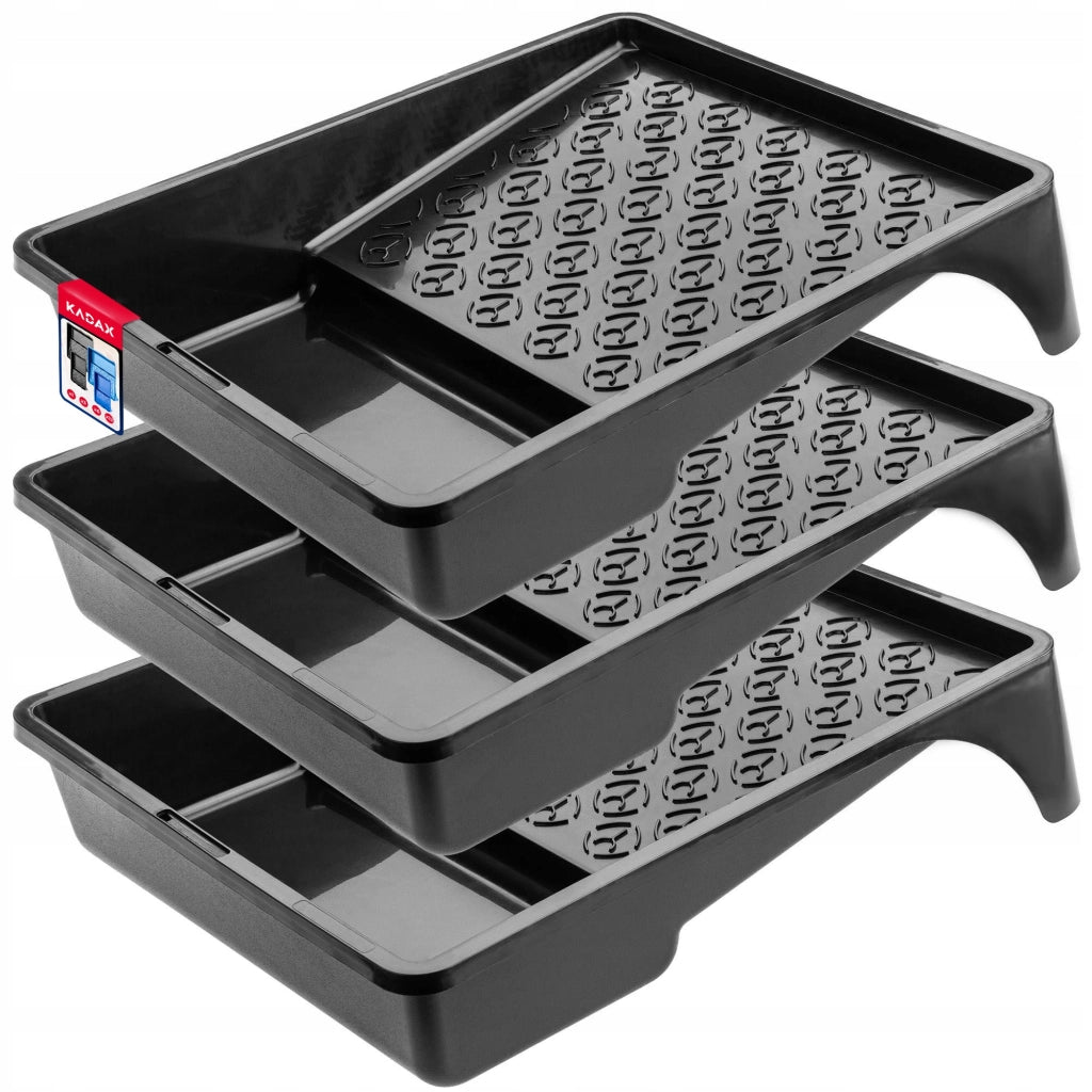 Vassoio grande per pittura KADAX 255x330 mm per set di rulli per pittura, nero, 3 pezzi