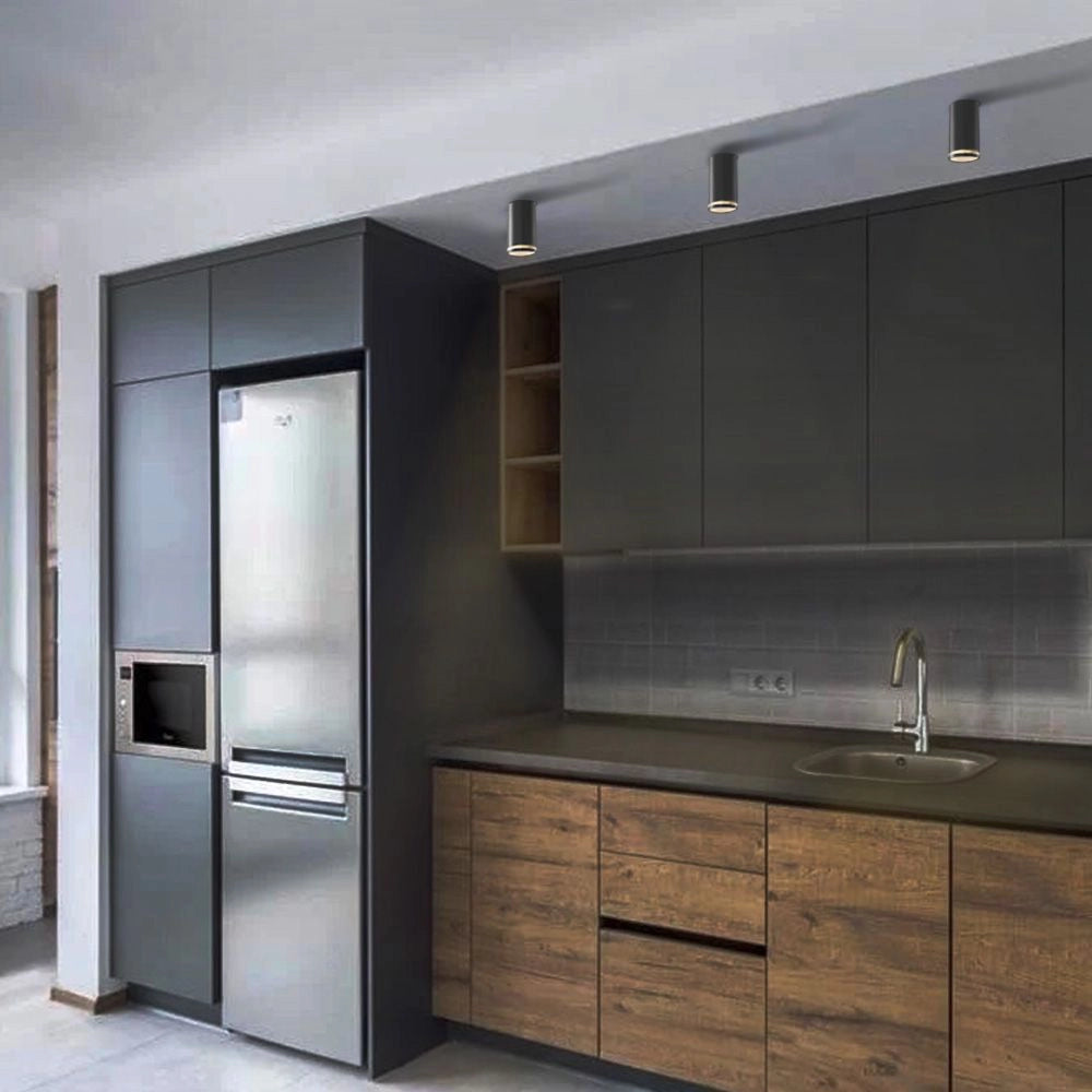 Faretto a soffitto tubo nero 1xGU10 Videx Carmelo