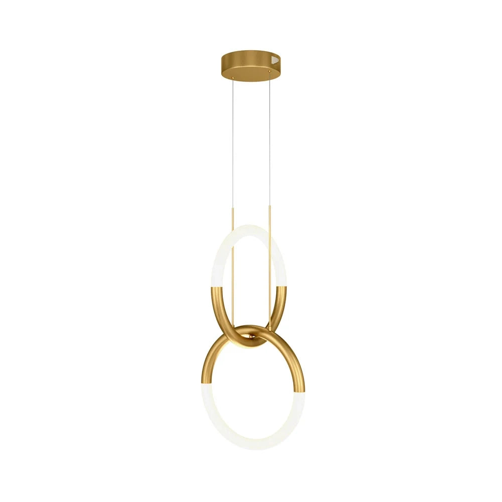 Lampadario A Sospensione Moderno Node Metallo Oro 2 Luci Led 18W
